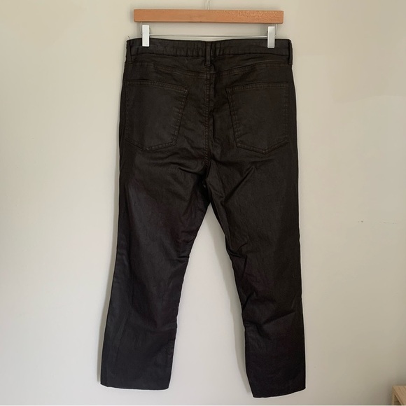Zara The Dreed Flare chocolate brown coated jean pant high rise 14 - Picture 3 of 7
